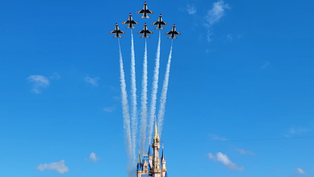 U.S. Airforce Thunderbirds Flyover Magic Kingdom 